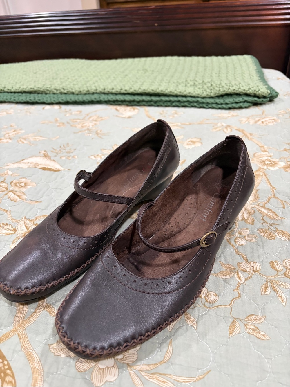 I Love Comfort Dark Brown Mary Jane Flats with Strap